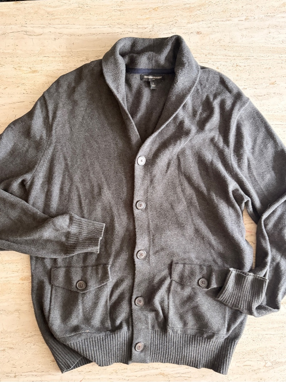 Banana Republic Men's Shawl Collar Cardigan - Charcoal Gray